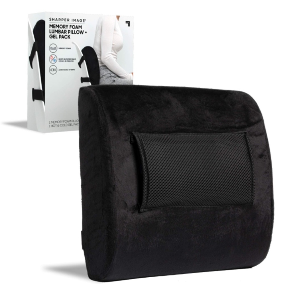 Shaper Image Black Memory Foam Gel Pack Lumbar Pillow